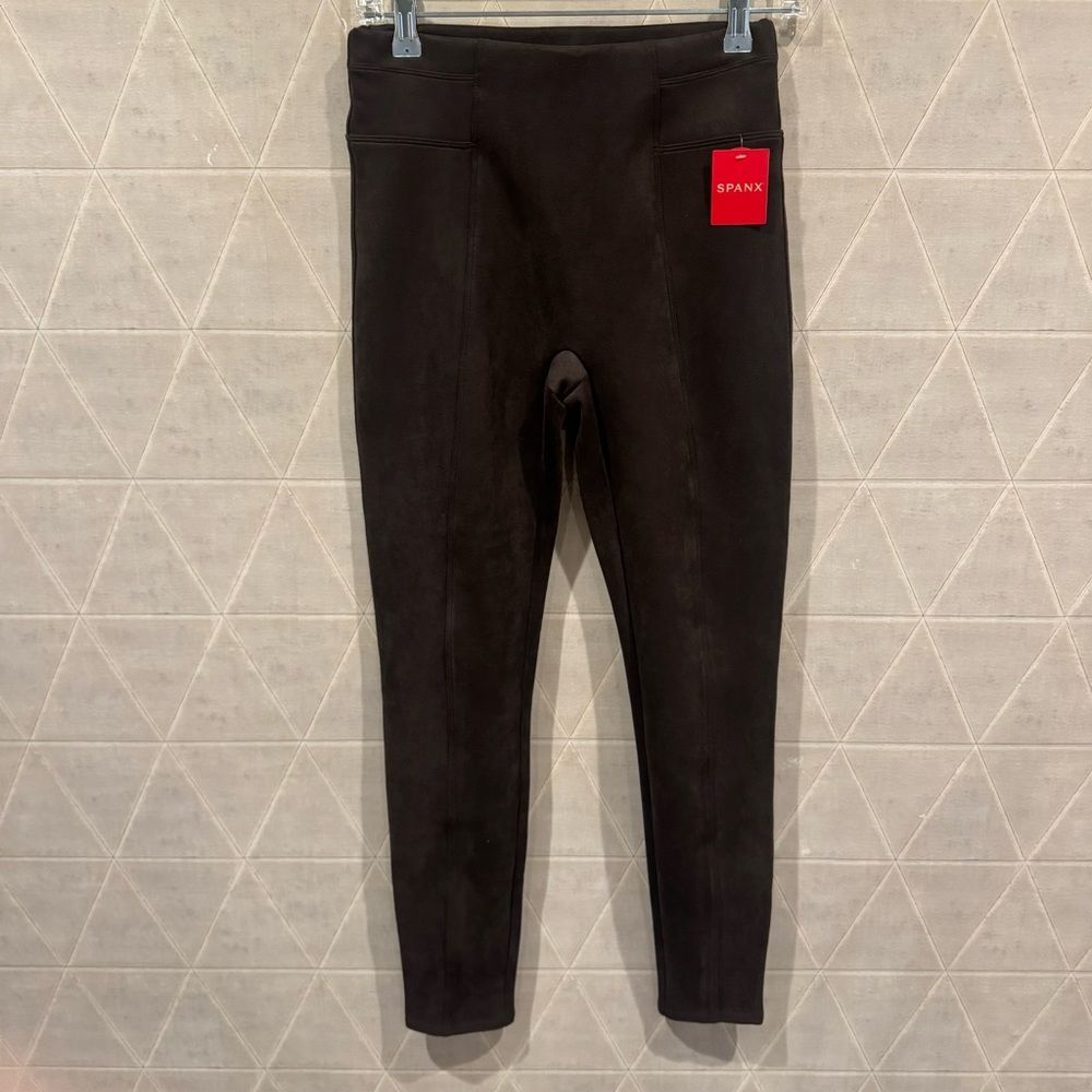 SPANX Faux Suede Leggings, chocolate NWT - Picture 3 of 7
